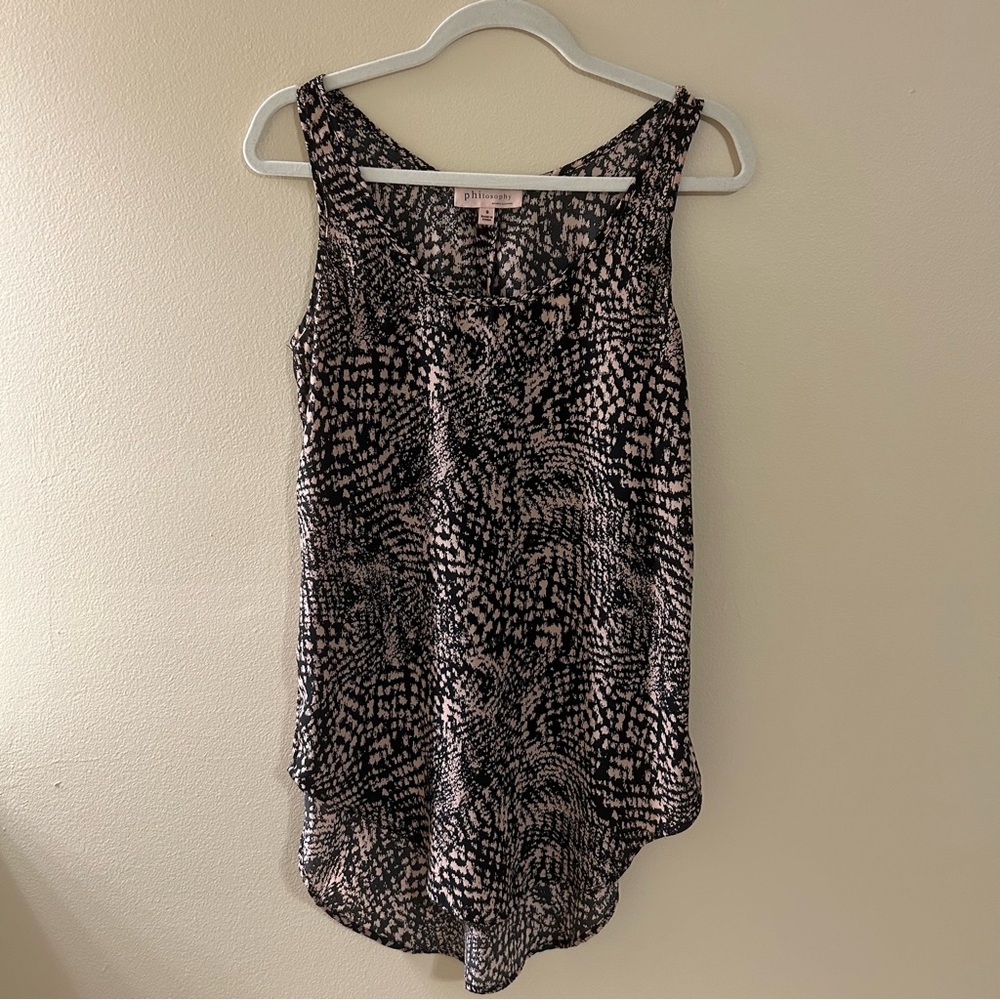 Philosophy Black and Pink Abstract Sleeveless Top